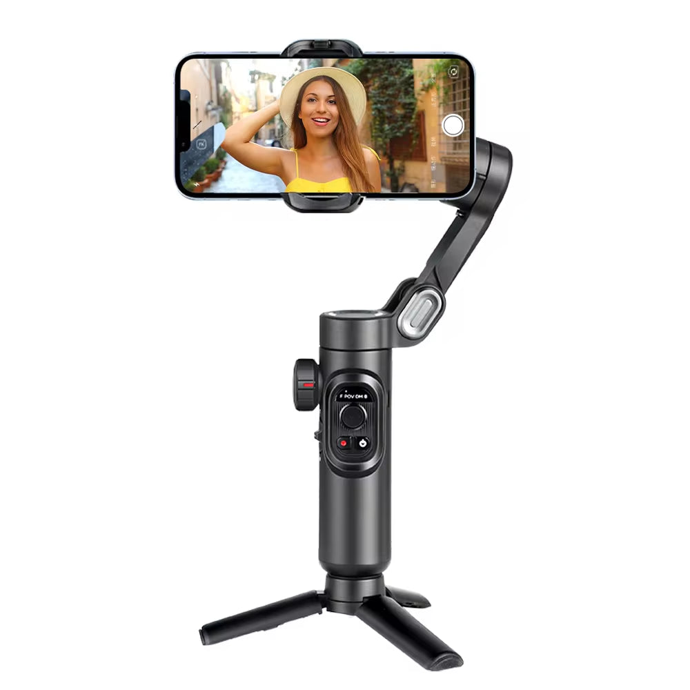 AOCHUAN 3-Axis Handheld Gimbal Stabilizer with Fill Light for Smartphones - Face Tracking for iPhone, Android, TikTok, and Vlogging