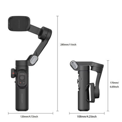 AOCHUAN 3-Axis Handheld Gimbal Stabilizer with Fill Light for Smartphones - Face Tracking for iPhone, Android, TikTok, and Vlogging