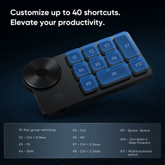 ACK05 Wireless Bluetooth Shortcut Remote – 10 Programmable Keys for Windows, Mac, and Drawing Tablets