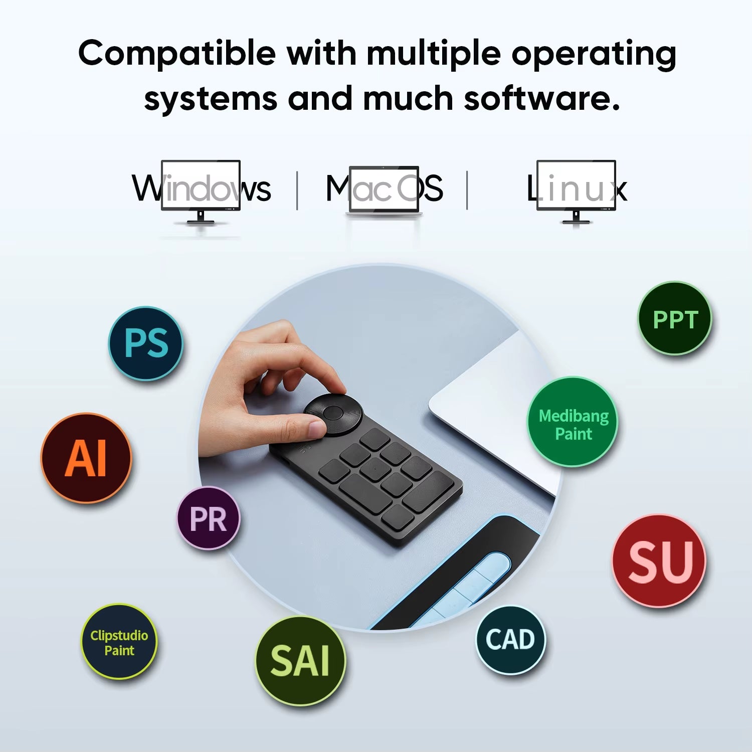 ACK05 Wireless Bluetooth Shortcut Remote – 10 Programmable Keys for Windows, Mac, and Drawing Tablets